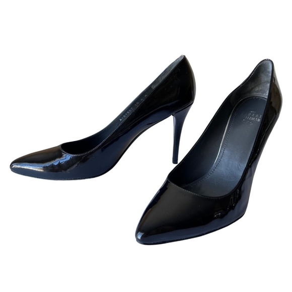 Stuart Weitzman Black Patent "Power" Pointed Toe Pumps Size 10.5 Includes Box - Picture 6 of 8
